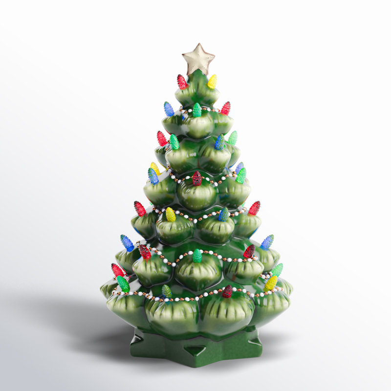 Treasured Traditions Light-Up Tree Figurine, Green