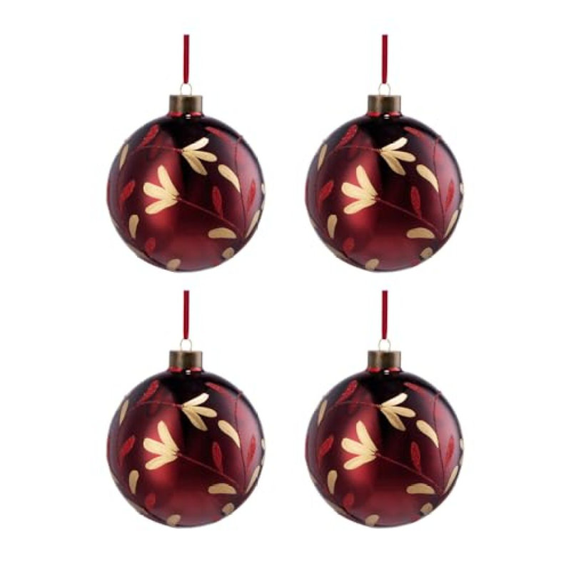 D4,7 po, boules de Noël décoratives, boules de Noël suspendues en verre pour décorations de fêtes, ensemble de 4