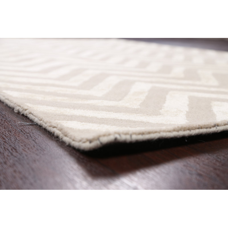 Handmade Tufted Wool/Silk Ivory Rug