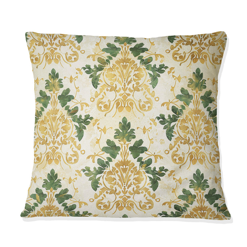 Or vert damassé glamour I - coussin damassé, H 18 po x l 18 po, Carrée