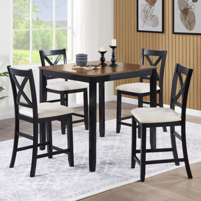 Ensemble de table de salle à manger 5 pièces à hauteur de comptoir avec 4 chaises, ensemble de table à manger en bois classique pour 4 personnes, ensemble de table de salle à manger pour 4 personnes Timeless Farmhouse