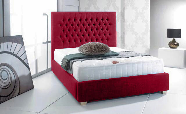 Upholstered Bed, Red, Kingsize (5')