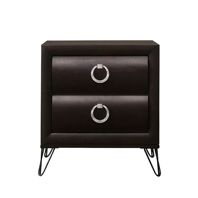 Dark Bedroom Nightstand With 2 Drawers - Functional Storage Option In Decor