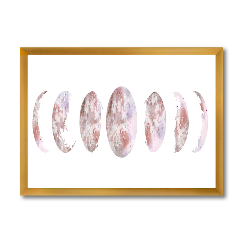 Phases de lune - Impression sur toile, H 12 po x l 20 po x p 1 po, Cadre doré