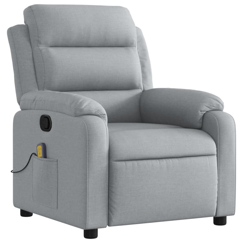  Massage Recliner Chair Light Grey Polyester Single