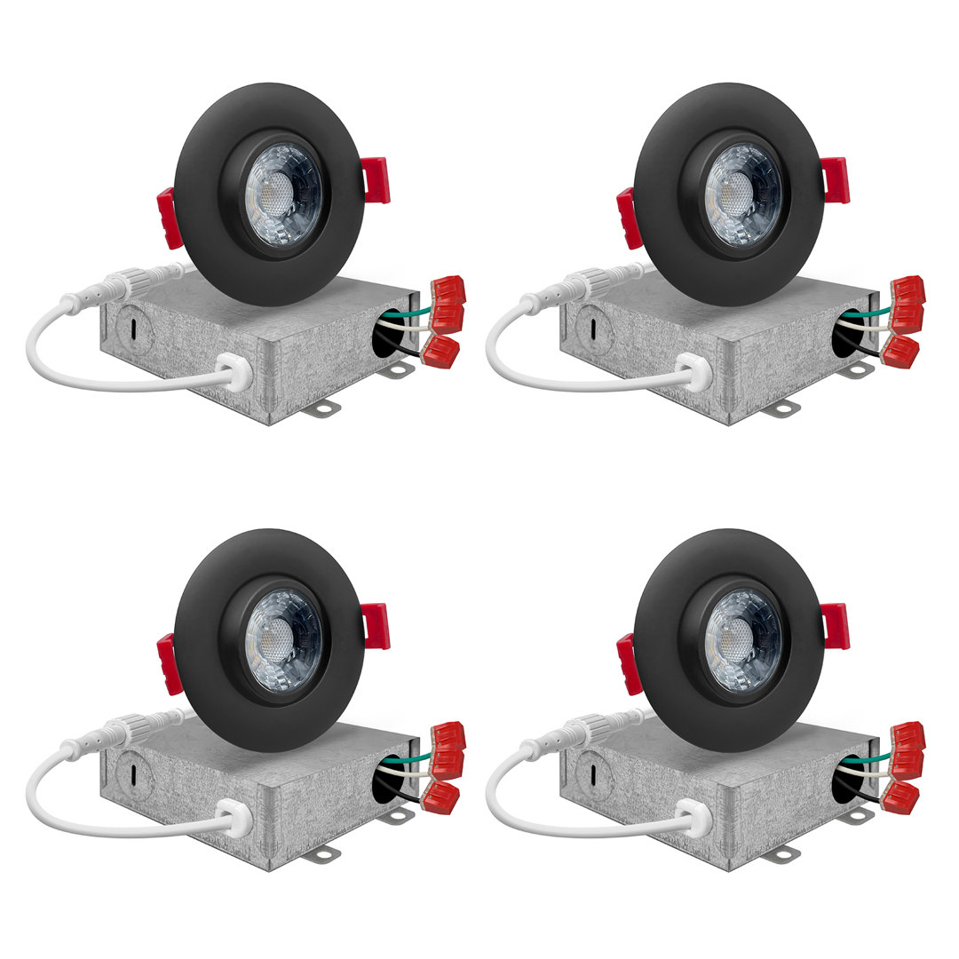 3'' Selectable Color Temperature Dimmable Air-Tight IC Rated LED Canless Recessed Lighting Kit (Set of 4) NUWATT