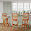 Tabouret pivotant à dossier en X de 30 po de hauteur bar, finition naturelle, siège en tissu beige-2009885489-2009885501