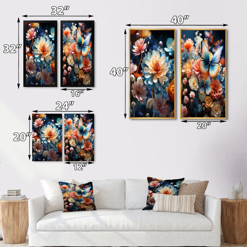 «Meadow», 2 pièces, H 20 po x l 24 po, Cadre blanc