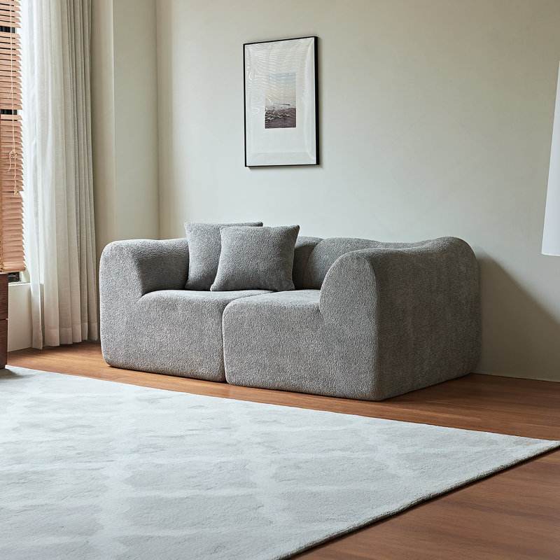 Canapé confortable en velours 2 places avec coussins, peu encombrant et idéal pour les petits espaces de vie, le bureau ou un appartement