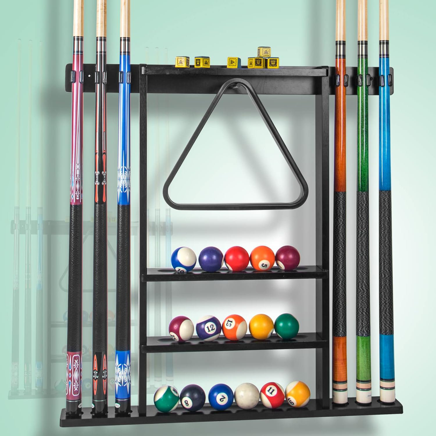 thumbnail image 2 of GOOX Pool Stick Holder Wall Mount-Billiards Pool Cue Holder... 2 of 14