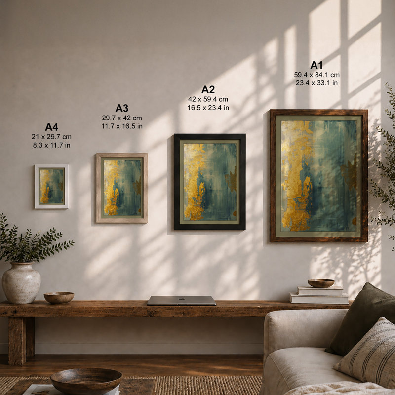 Vertical Contemplation Abstract - Framed Print, Walnut, A3 - 42.0 x 29.7 cm