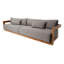 Hermosa 119" Wide Outdoor Teak Rectangle Patio Sofa with Cushions-1093125224