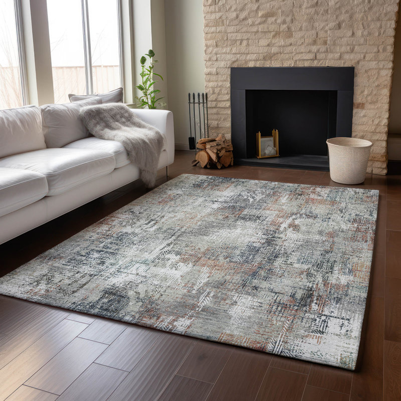 Tapis taupe Prisco lavable à la machine de qualité supérieure, Rectangle 10 pi x 14 pi