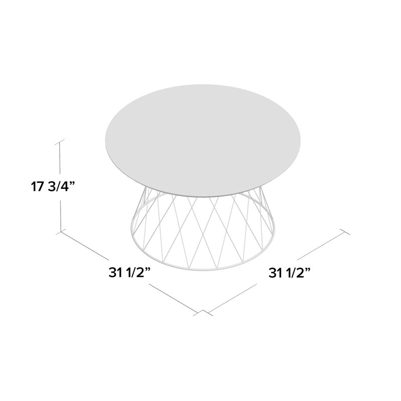 Table basse avec cadre Aldijana, H 15,8 po x L 23,6 po x P 23,6 po, Blanc