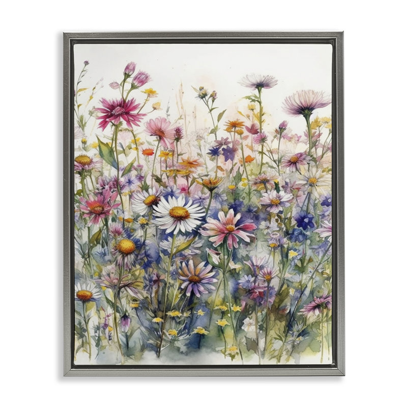 "Assortiment de fleurs sauvages", art mural encadré par Ryley, Cadre flottant gris lustré, H 21 po x l 17 po