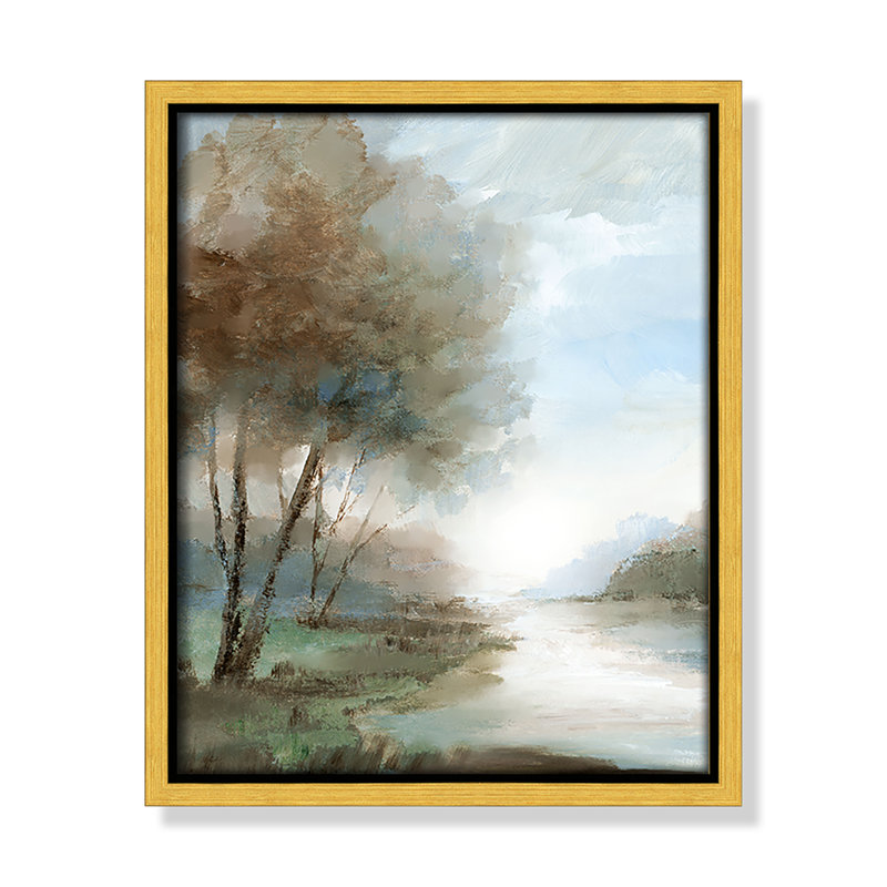 «Peaceful River Print» par Nan, H 11,5 po x l 9,5 po, Doré