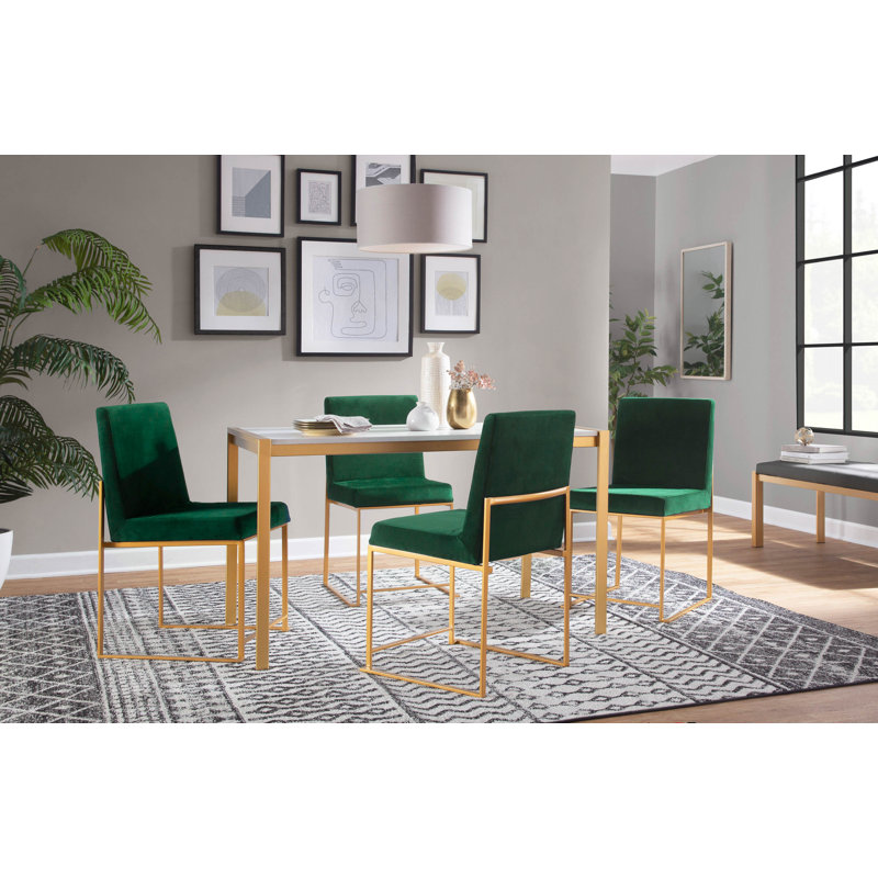 Chaise d'appoint Ernestine, Velours vert, Doré