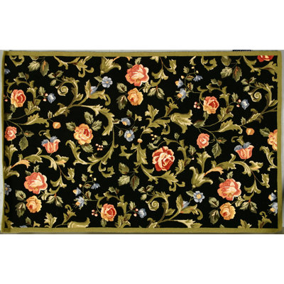 Hollander Hand-Hooked Wool Black Area Rug