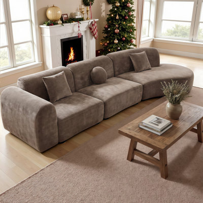 Canapé modulaire incurvé sans effort de 140 po avec méridienne Effortlessly Elegant - Support en éponge moelleux, conception à droite entièrement assemblée, sièges de luxe pour maisons modernes
