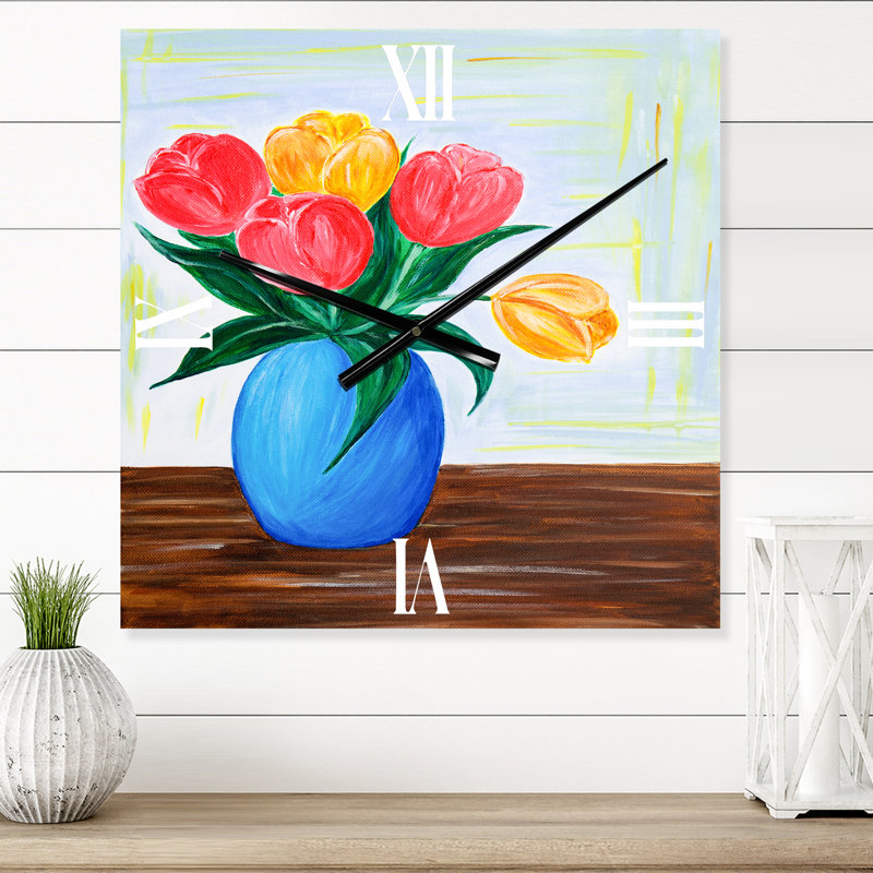 Horloge murale Bouquet de tulipes dans un vase, Moyen