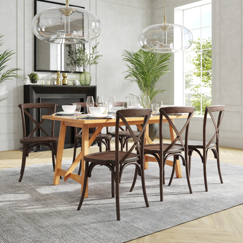 Arquit Stackable Cross-Back Wooden Bistro Chair, Mahogany, 2
