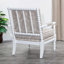Fauteuil Spindle, finition blanche, tissu cachemire taupe