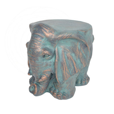 Elephant Garden Stool with Copper Patina