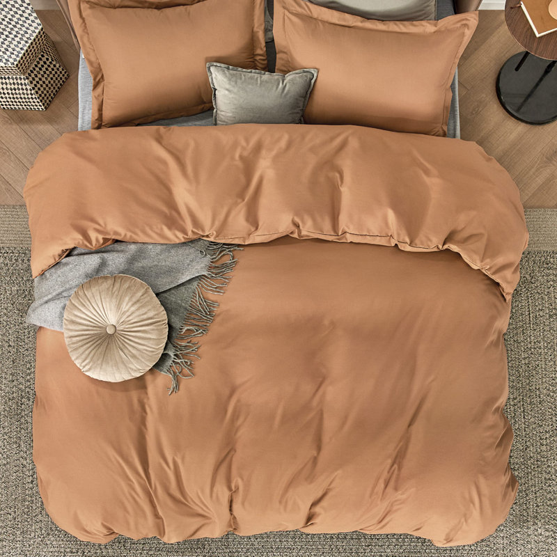 Bedsure Microfiber Duvet Cover - Soft Double Brushed Bedding Set for Kids & Adults（Set of 3）, Orange