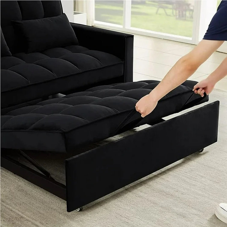 Momspeace Single Futon Sofa Bed Sleeper Sofa Chair 4 in 1 Multi-Function  Folding Ottoman Sleeper Sofa Bed Couch Lounge for Living Room - Black