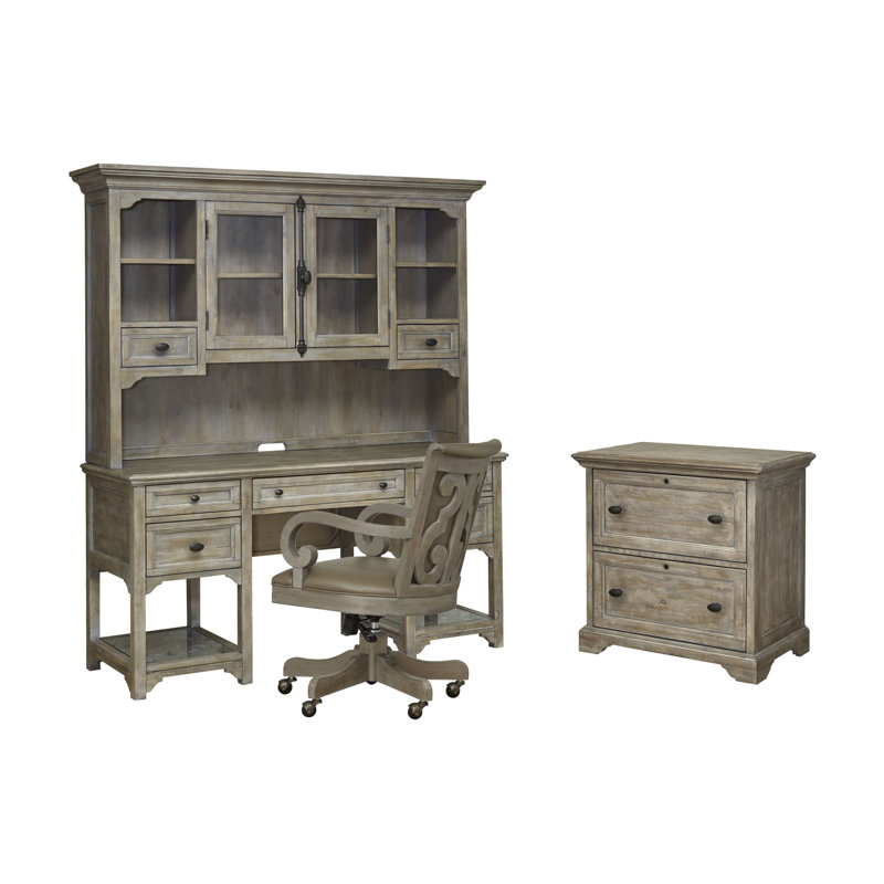 Bureau et huche avec dossier latéral pour chaise, 3 pièces: bureau, chaise, classeur