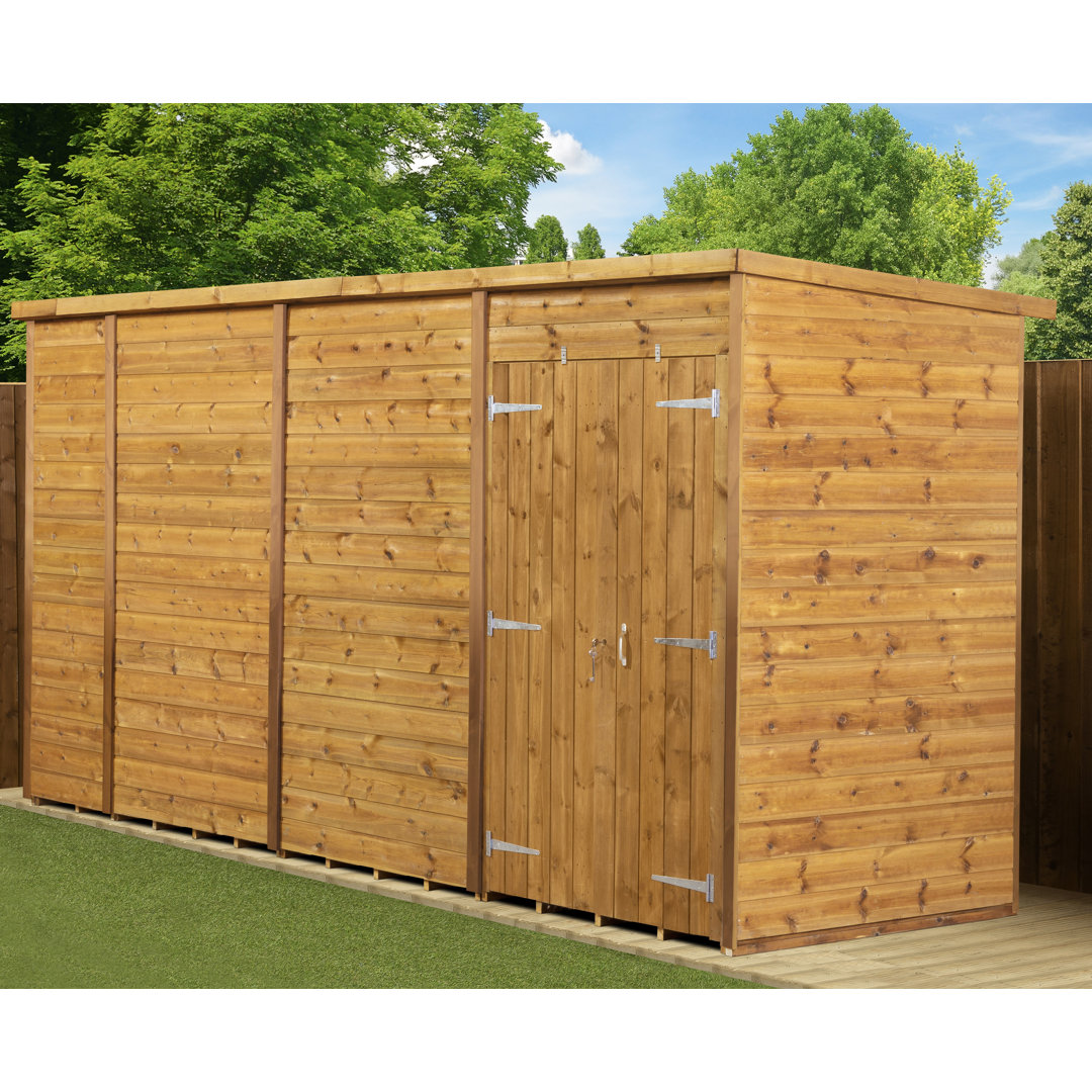 Empire Sheds 10x7ft Wooden Garden Shed - Pent Roof - Right Side Door - Green - Image 5