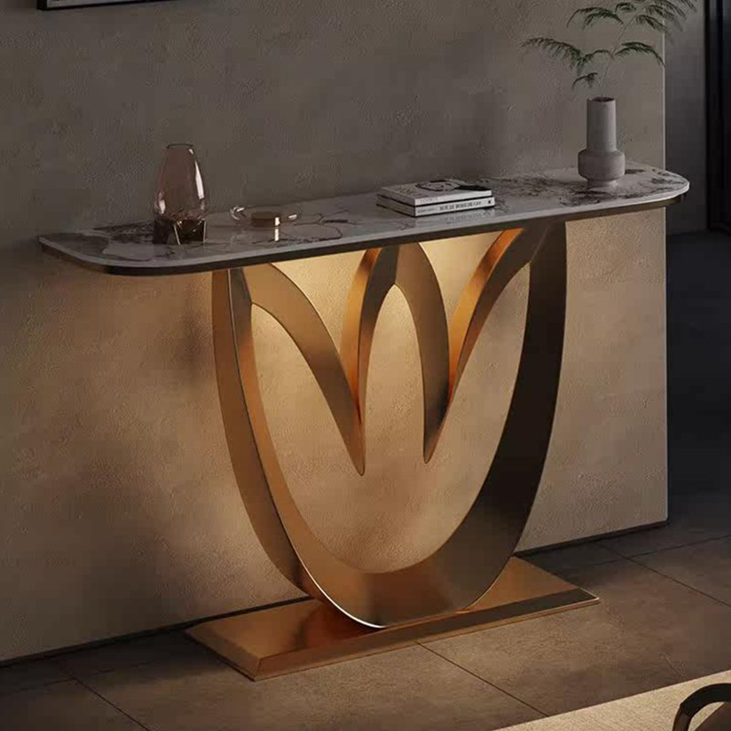 Console de style italien en pierre frittée., H 33,4 po x l 59 po x P 13,7 po