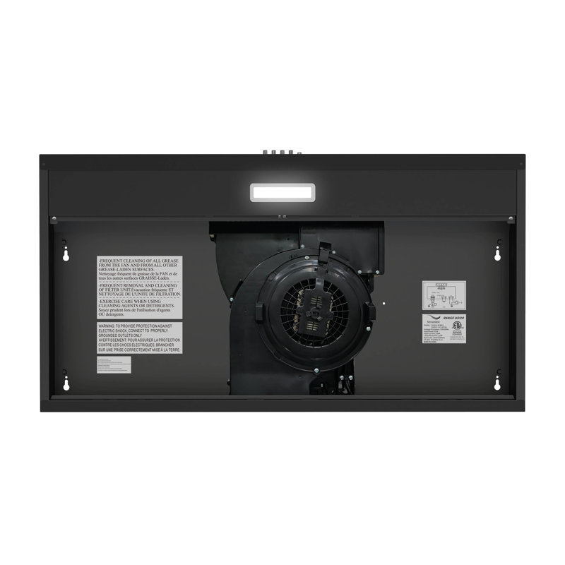Streamline 36 in. Cosenza Ductless Undermount 80 CFM Range Hood in Grit Black with Mesh Filters, Push Button Control, LED Light