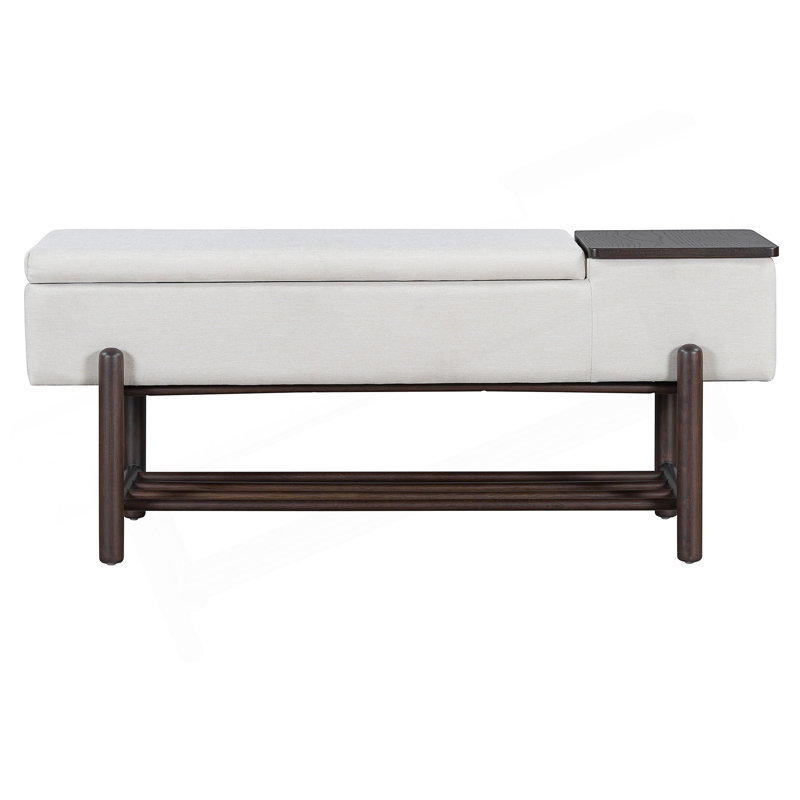 Banc de rangement rembourré avec compartiment caché et support inférieur pour l'organisation du vestibule, du salon et du couloir.