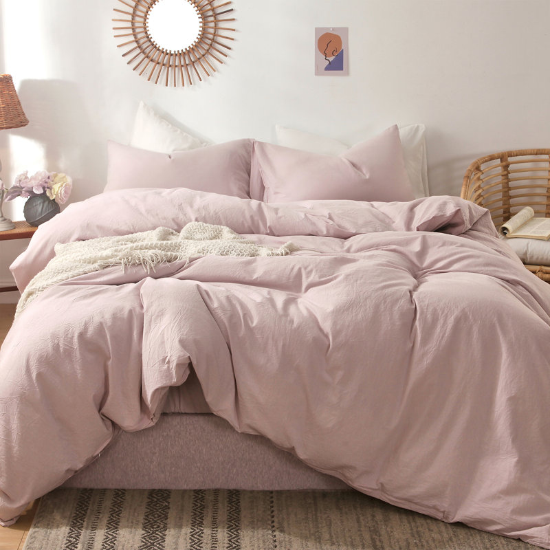 Olive Green Full Cotton Duvet Cover Set with Pillowcases