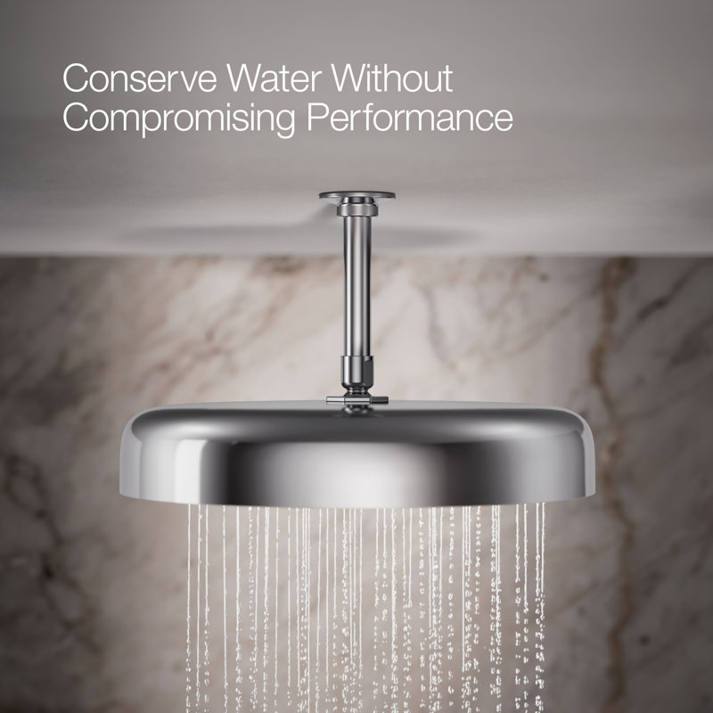 Statement 14" Single-Function Wall or Ceiling-Mount Round Rainhead, Round Rain Showerhead 2.5 GPM, Polished Chrome