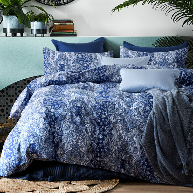 Sateen Damask Duvet Cover, King Duvet Cover + 2 King Shams