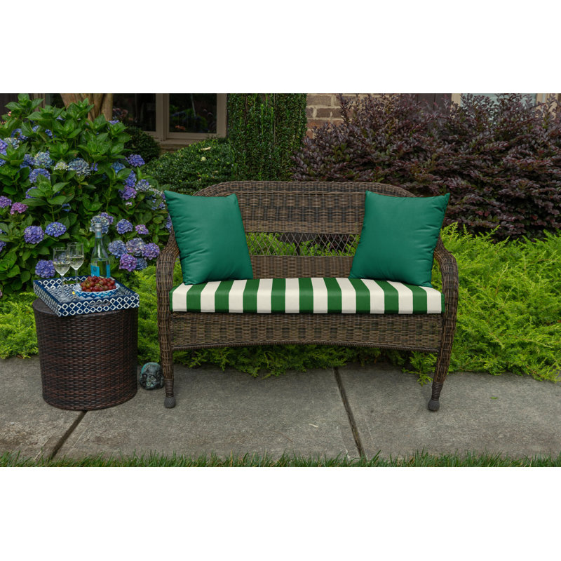Casual Cushion Wicker Outdoor Bench Cushion, Striped Sunbrella Fade-Resistant for Wicker Settees, Garden Benches & Porch Swings, Reversible