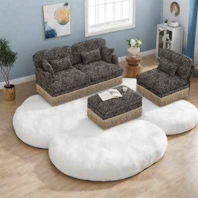 Canapés modulaires à assise profonde, salon en forme de L en chenille