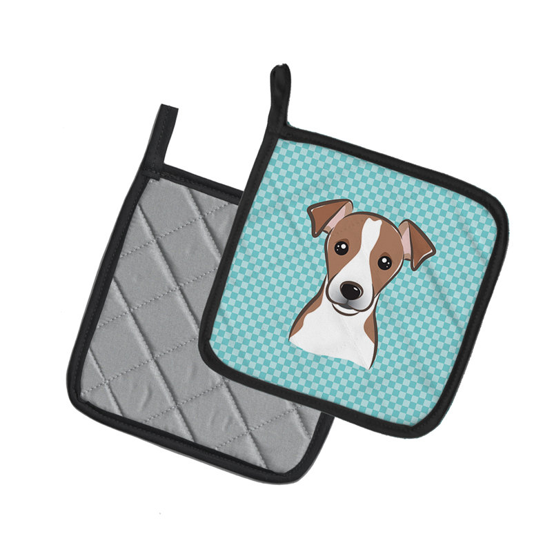 Jack à trésors terrier cuisinier poignée caroline Checkerboard, Bleu / brun