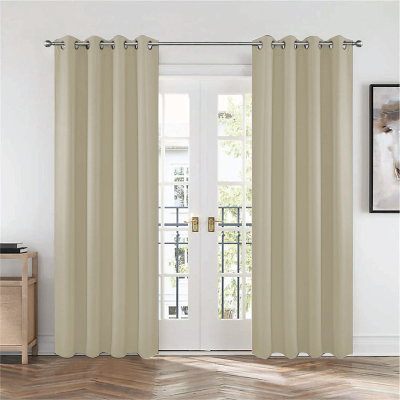 Frasco Blackout Curtain Pair, 167.64cm Width x 137.16cm Drop, Beige