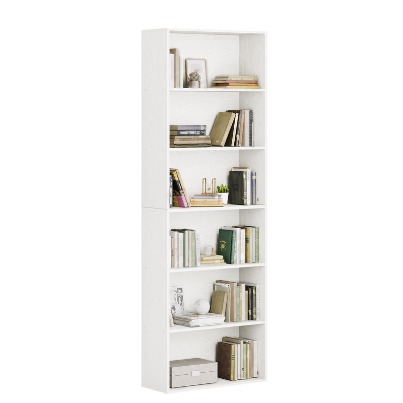 Bibliothèque 70,8 "à 6 tablettes, rangement et présentoir pour bureau à domicile et salon, Blanc