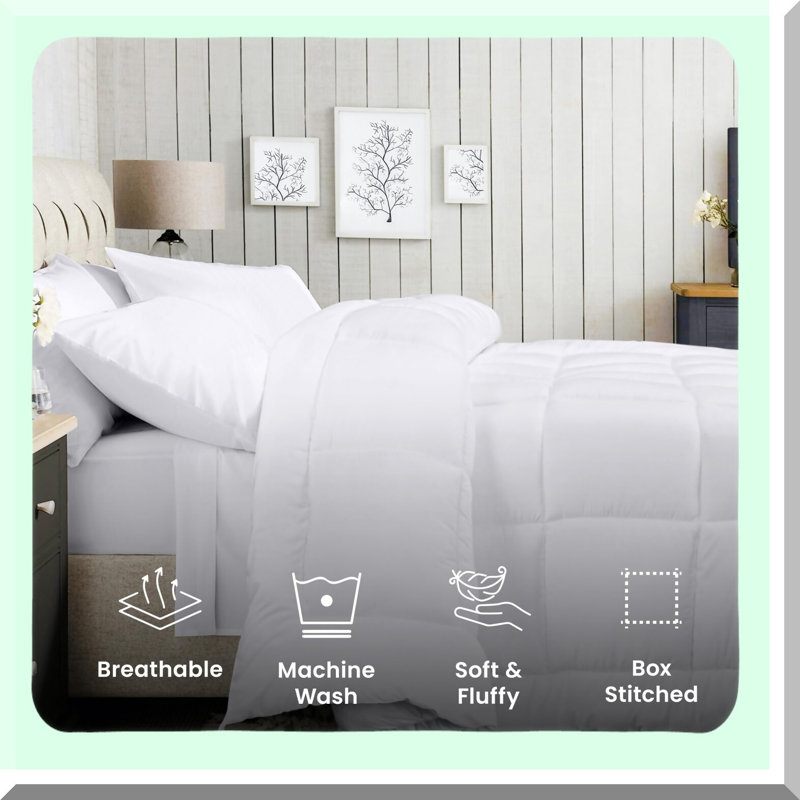 Luxury White Quilted Comforter - All Season Down Alternative Duvet Insert with Corner Tabs. Machine Washable Bed Comforter for Ultimate Comfort and Style.