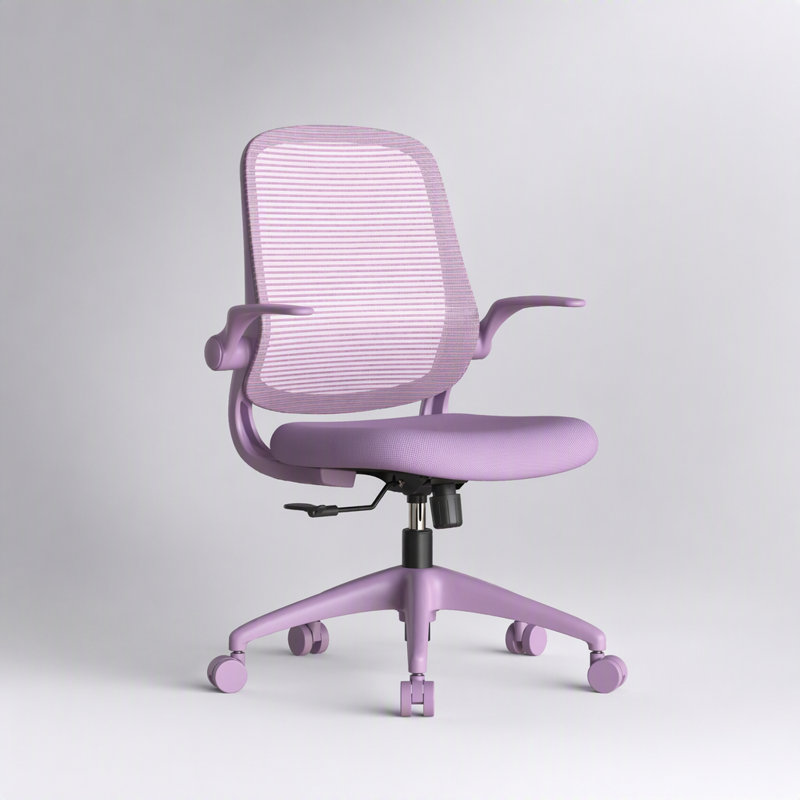 Chaise de bureau ergonomique avec dossier en maille, mousse moulée intégrée, accoudoirs rabattables et capacité de charge de 159 kg pour une utilisation confortable à domicile.