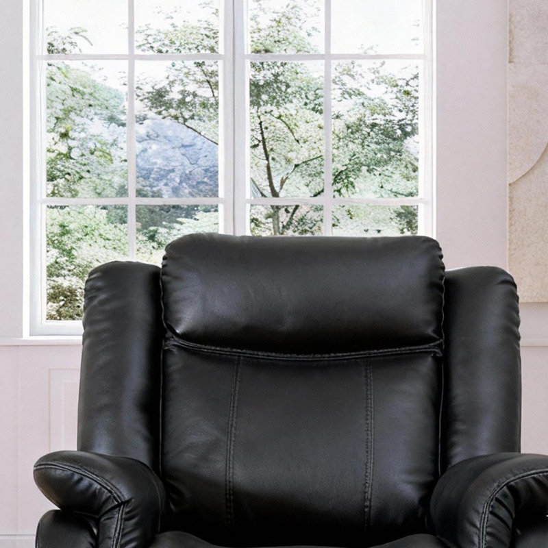 35.04'' Faux Leather Manual Glider Recliner Chair - 90°-160° Reclining, Rocking Function For Living Room, Black