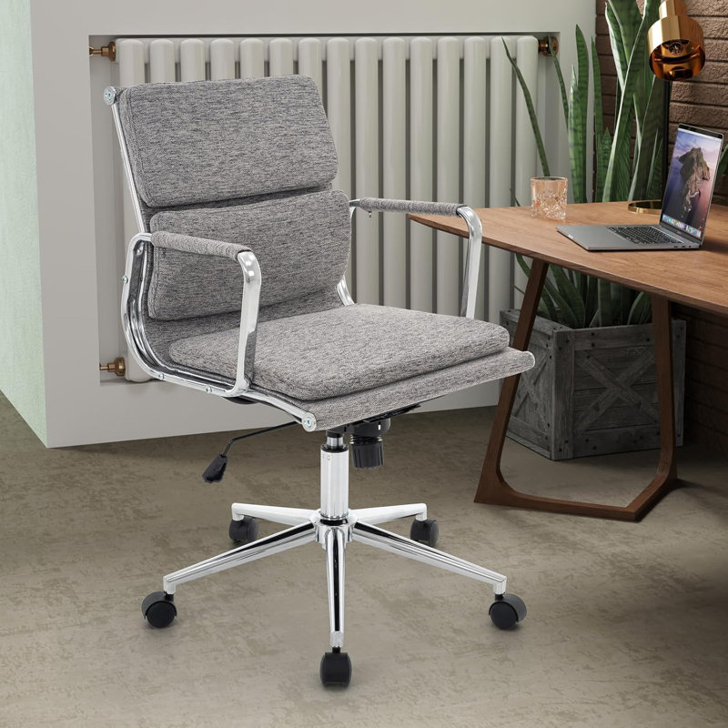 Aime Office Desk Chair, Ergonomic Office Chair, Mid Back Desk Chair With Adjustable Height, Dark Gray