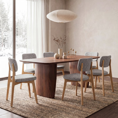 COLAMY NOYA Prime Upholstered Dining Chairs, FSC Solid Oak Frame, Modern American Dining Side Chair, Set of 6