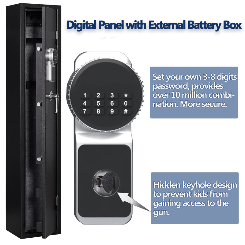 Kaer Black Steel Dual Lock Gun Safe with Shelves