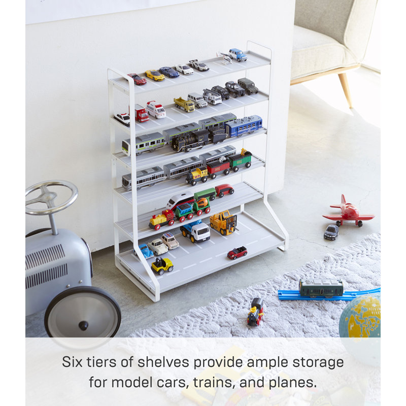 White Steel Kids' Toy Car and Train Storage Display