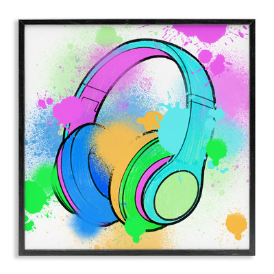 Splattered Music Headphones Framed Giclee Art by Marcus Prime